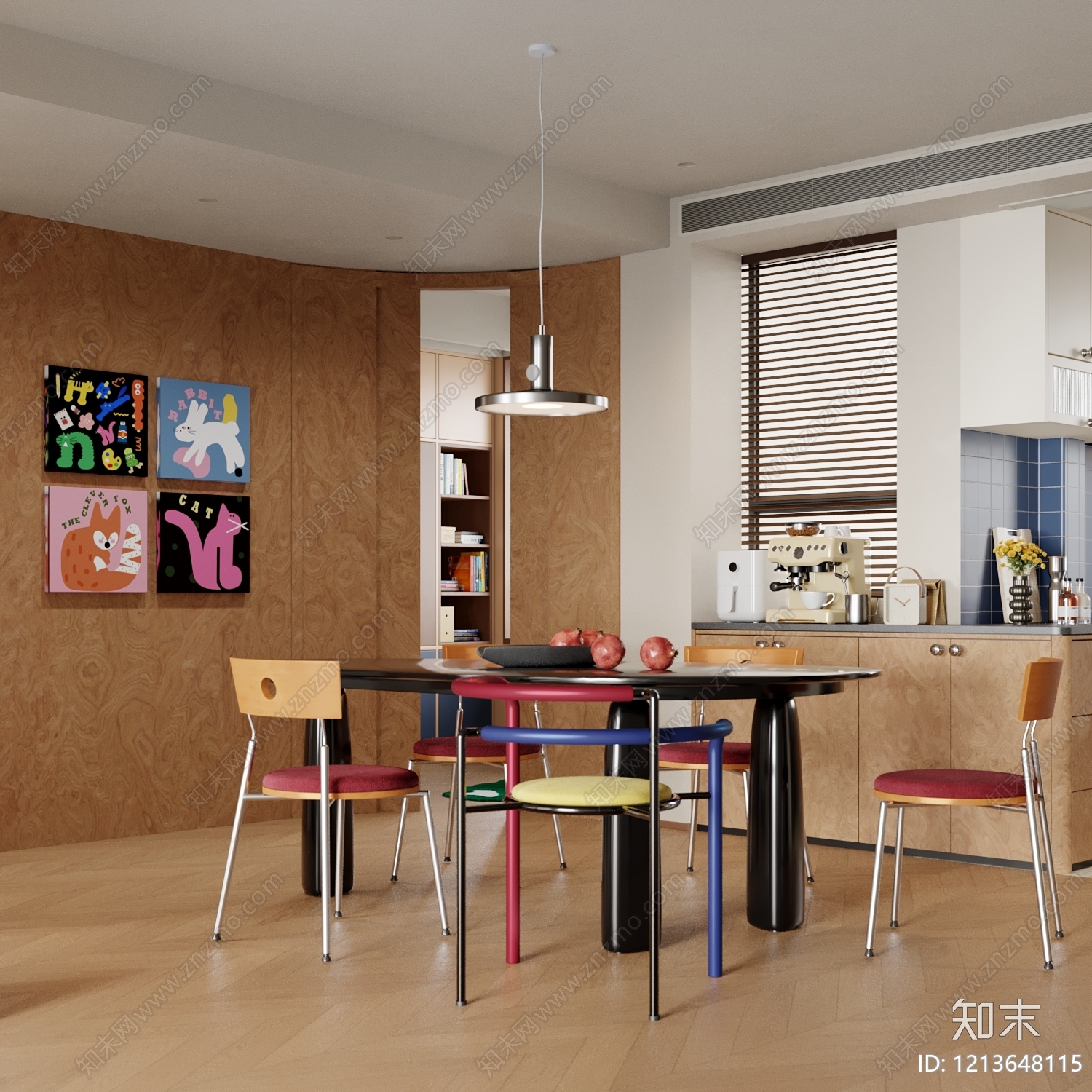 复古混搭家居餐厅SU模型下载【ID:1213648115】