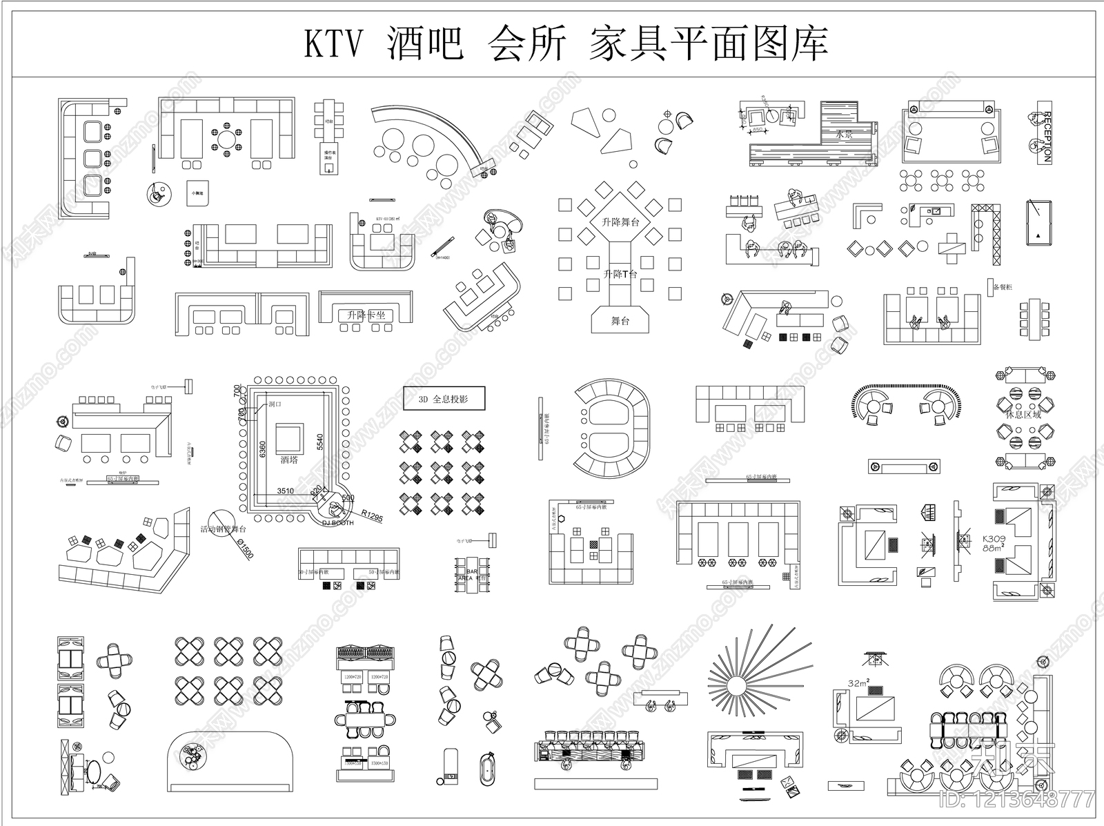 现代家具图库施工图下载【ID:1213648777】