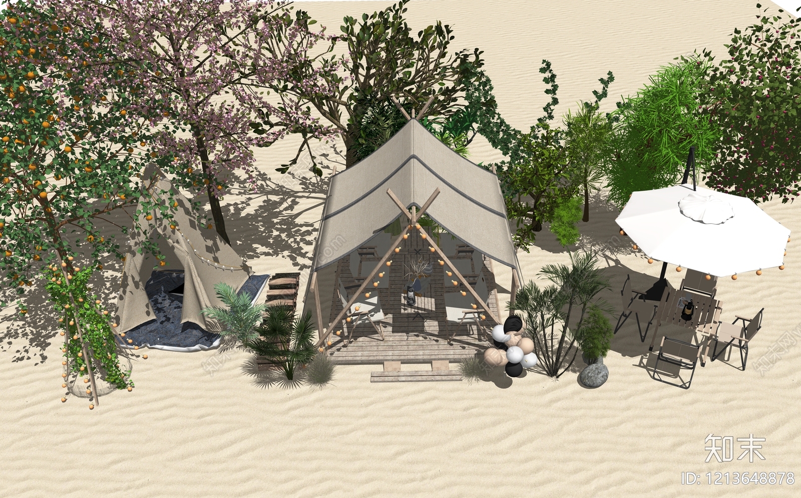 露营风房车营地SU模型下载【ID:1213648878】