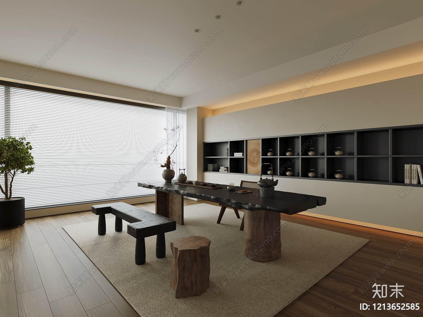 禅意茶室SU模型下载【ID:1213652585】