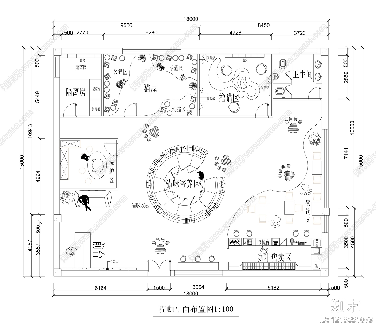 现代宠物店cad施工图下载【ID:1213651079】