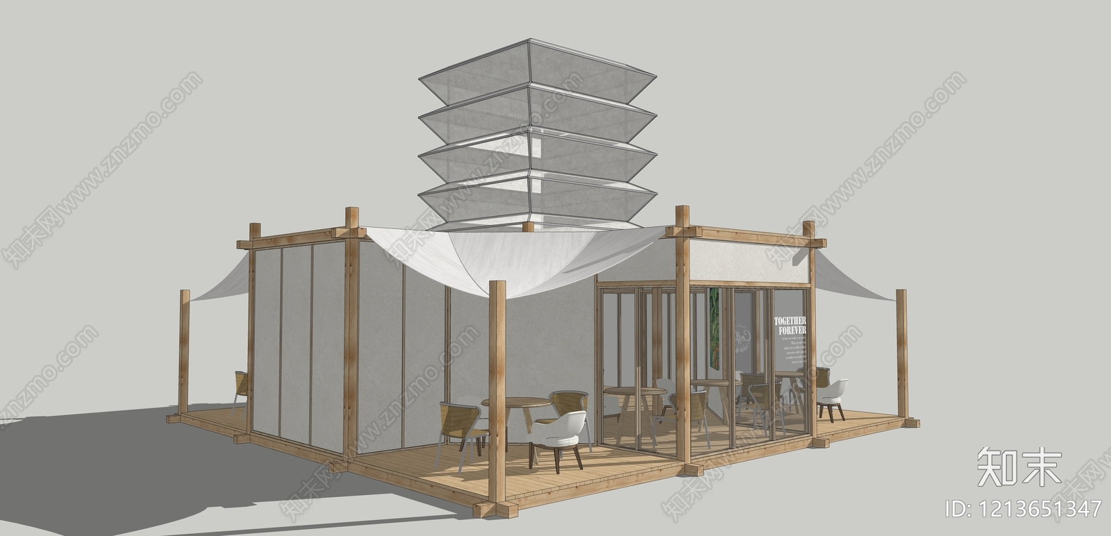 新中式餐饮建筑SU模型下载【ID:1213651347】