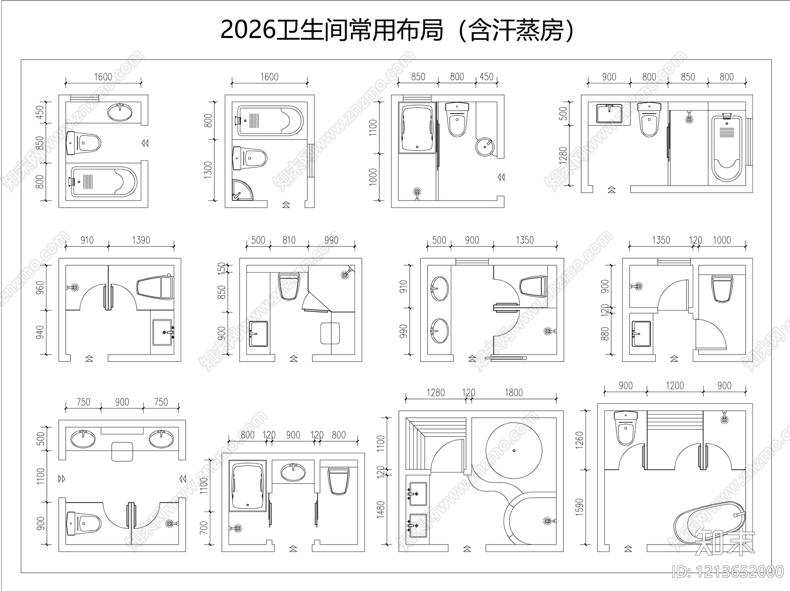 现代卫生间cad施工图下载【ID:1213652000】
