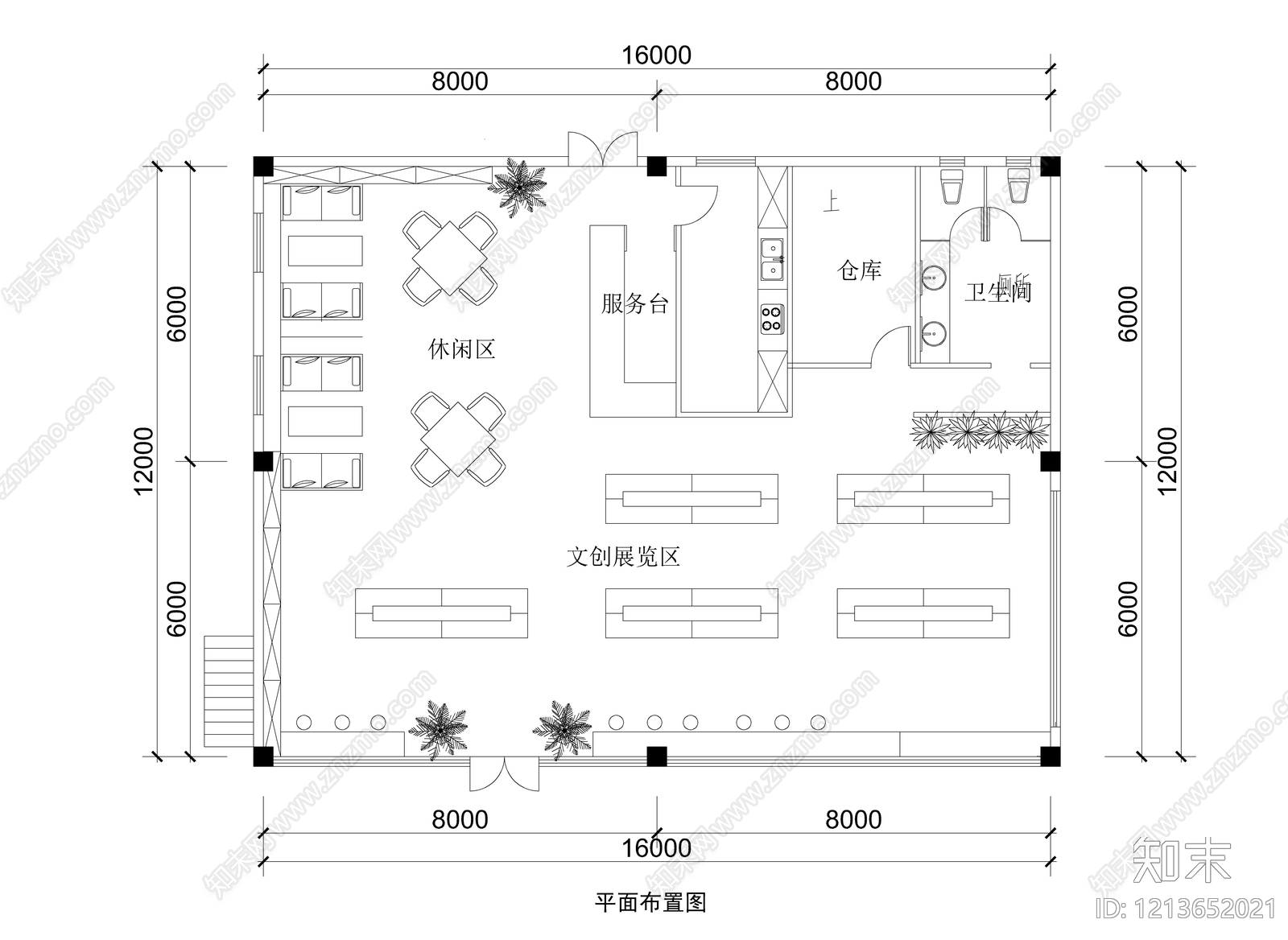 现代文创店cad施工图下载【ID:1213652021】