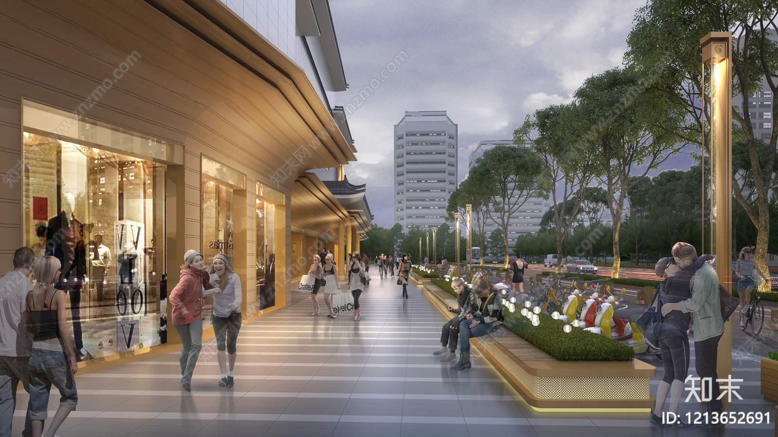 现代商业街景观下载【ID:1213652691】