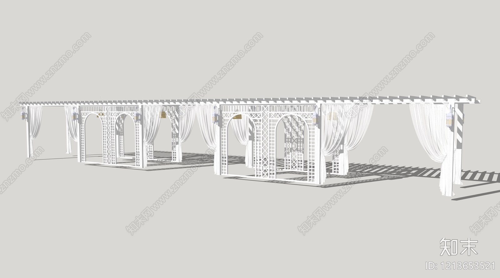 欧式廊架SU模型下载【ID:1213653521】