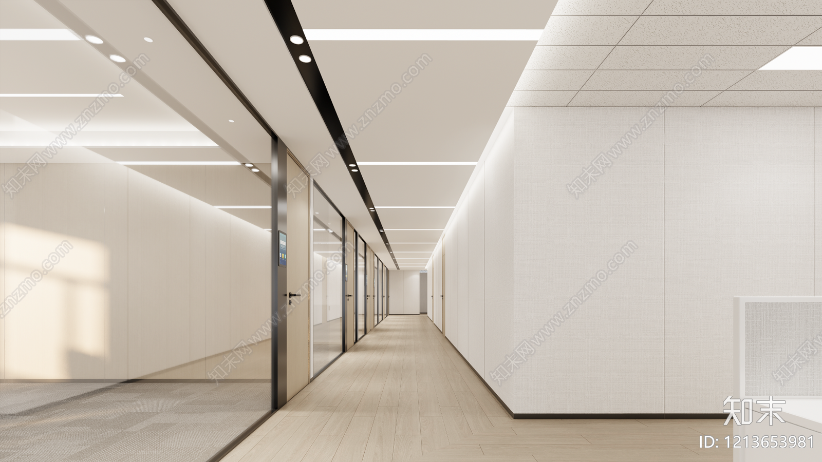 现代办公走廊SU模型下载【ID:1213653981】