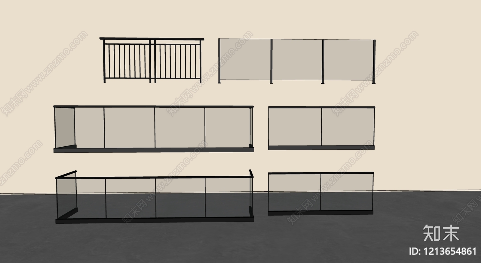现代围栏护栏SU模型下载【ID:1213654861】