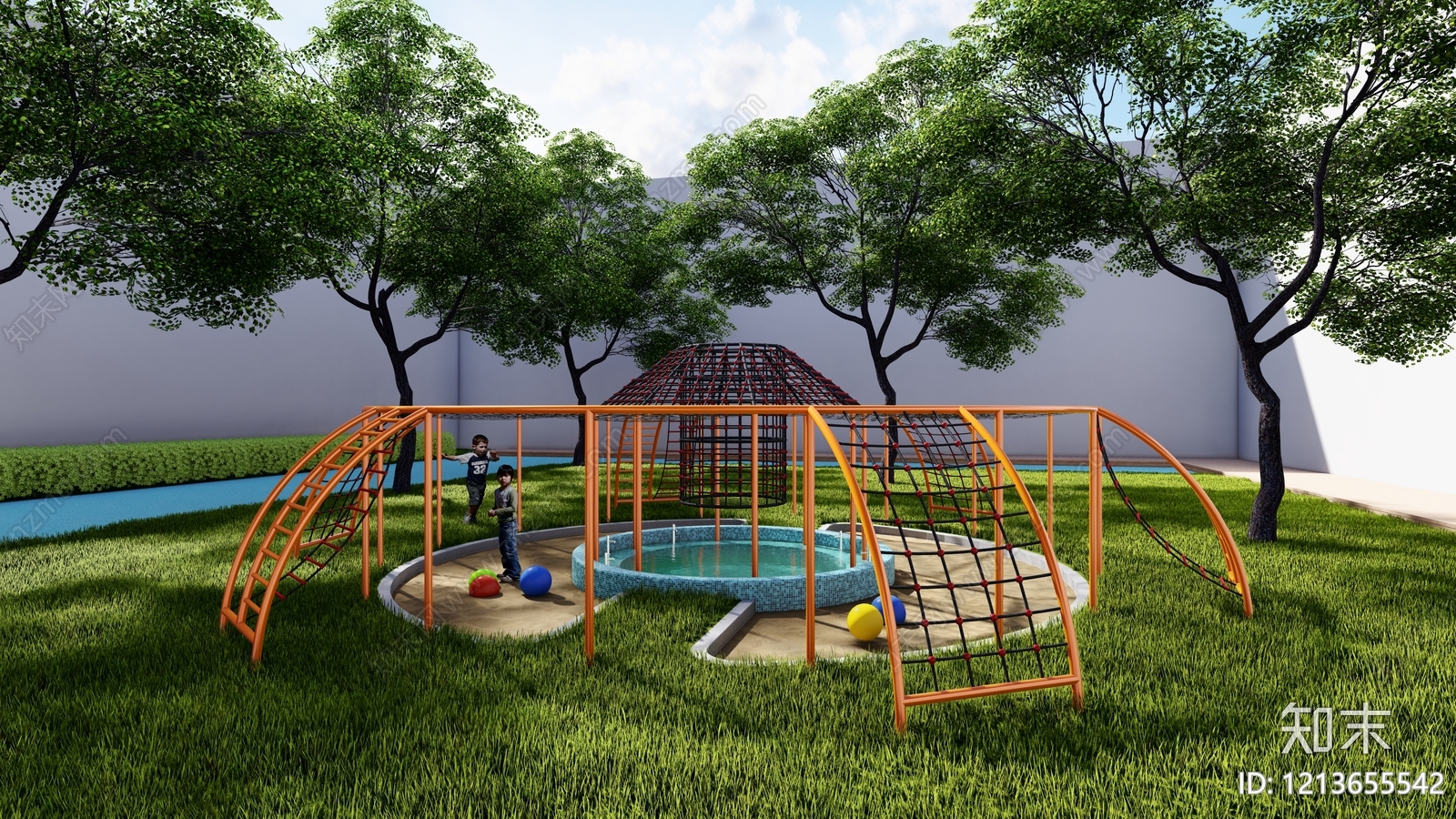 现代主义儿童攀爬网SU模型下载【ID:1213655542】