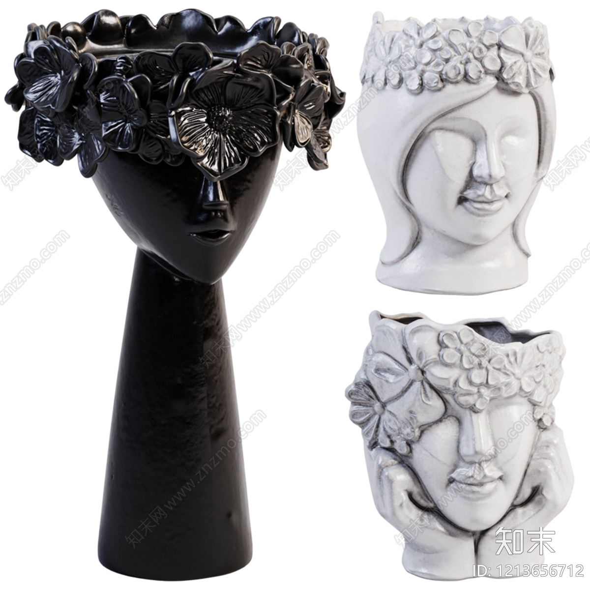 艺术雕塑风花瓶3D模型下载【ID:1213656712】