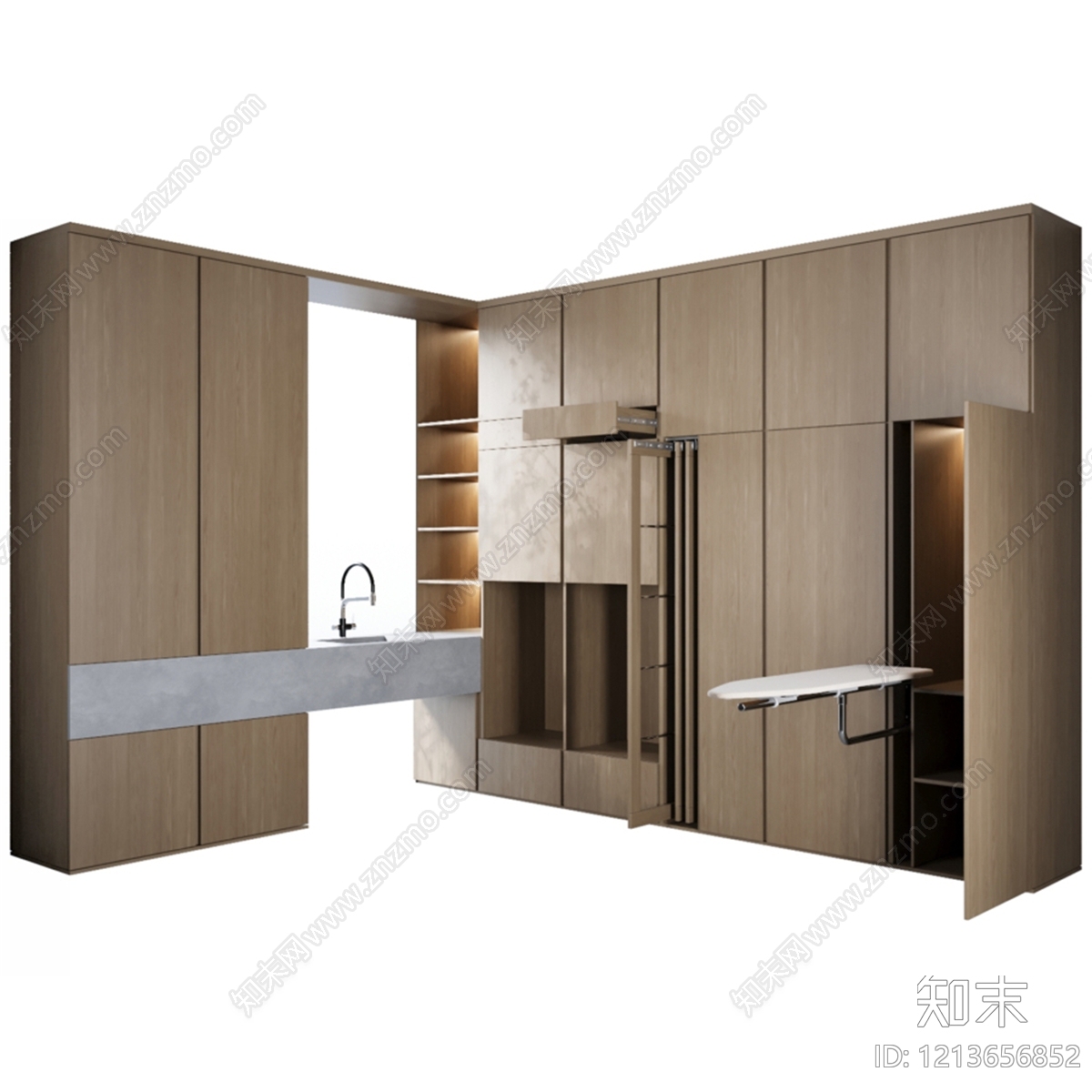 现代极简洗衣机柜3D模型下载【ID:1213656852】