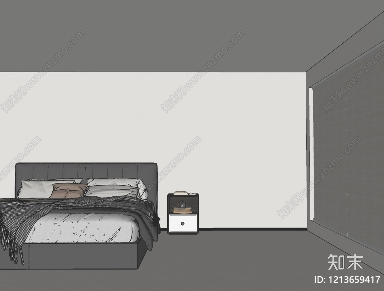 现代简约床头柜SU模型下载【ID:1213659417】