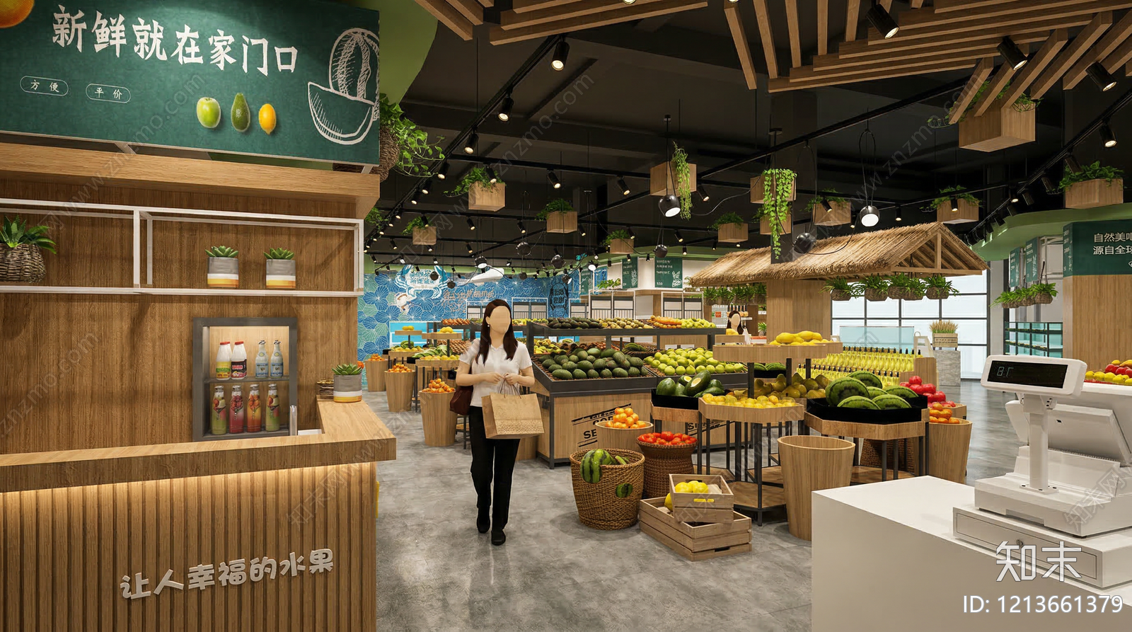 原木风水果店SU模型下载【ID:1213661379】