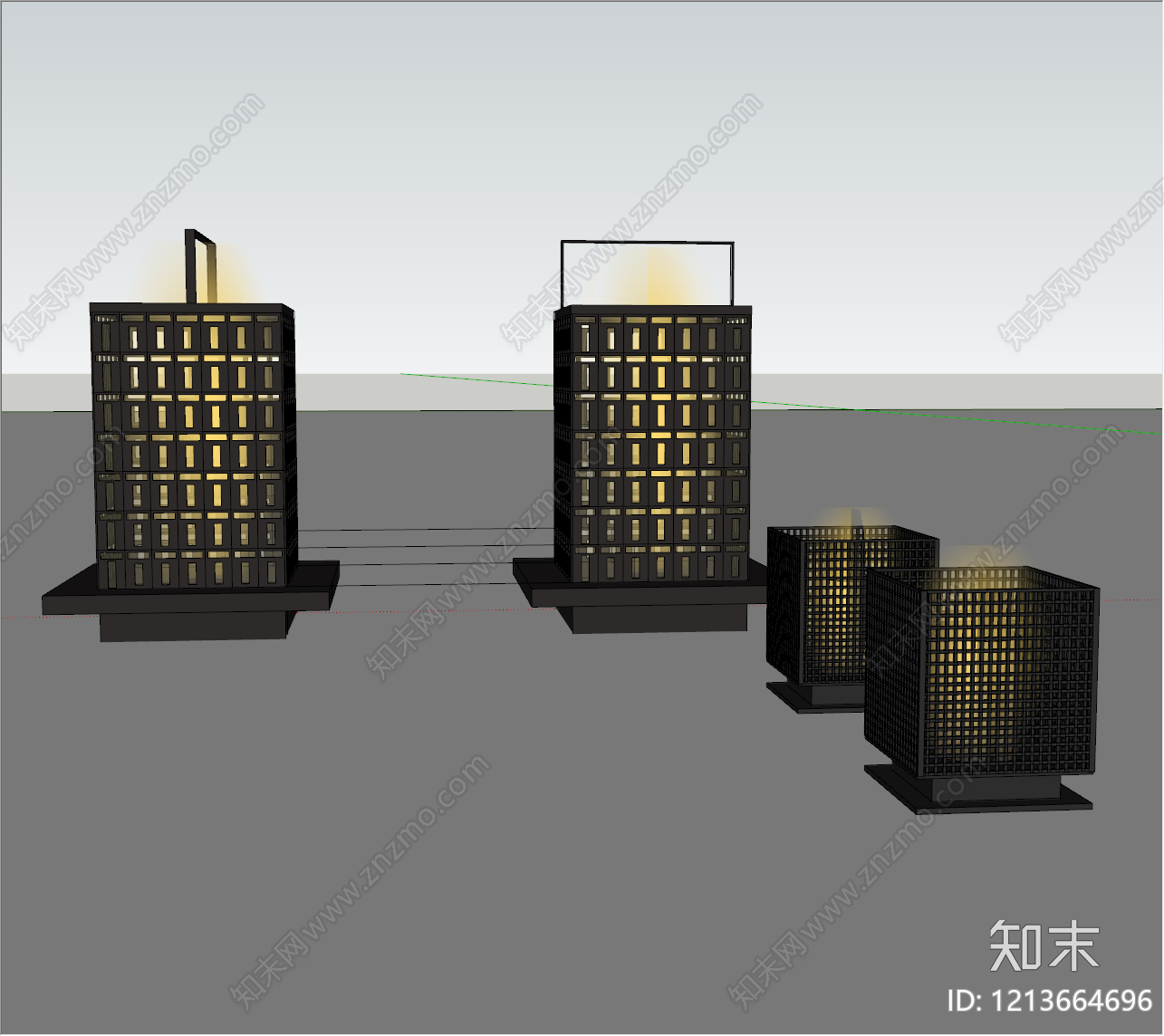 新中式景观灯SU模型下载【ID:1213664696】