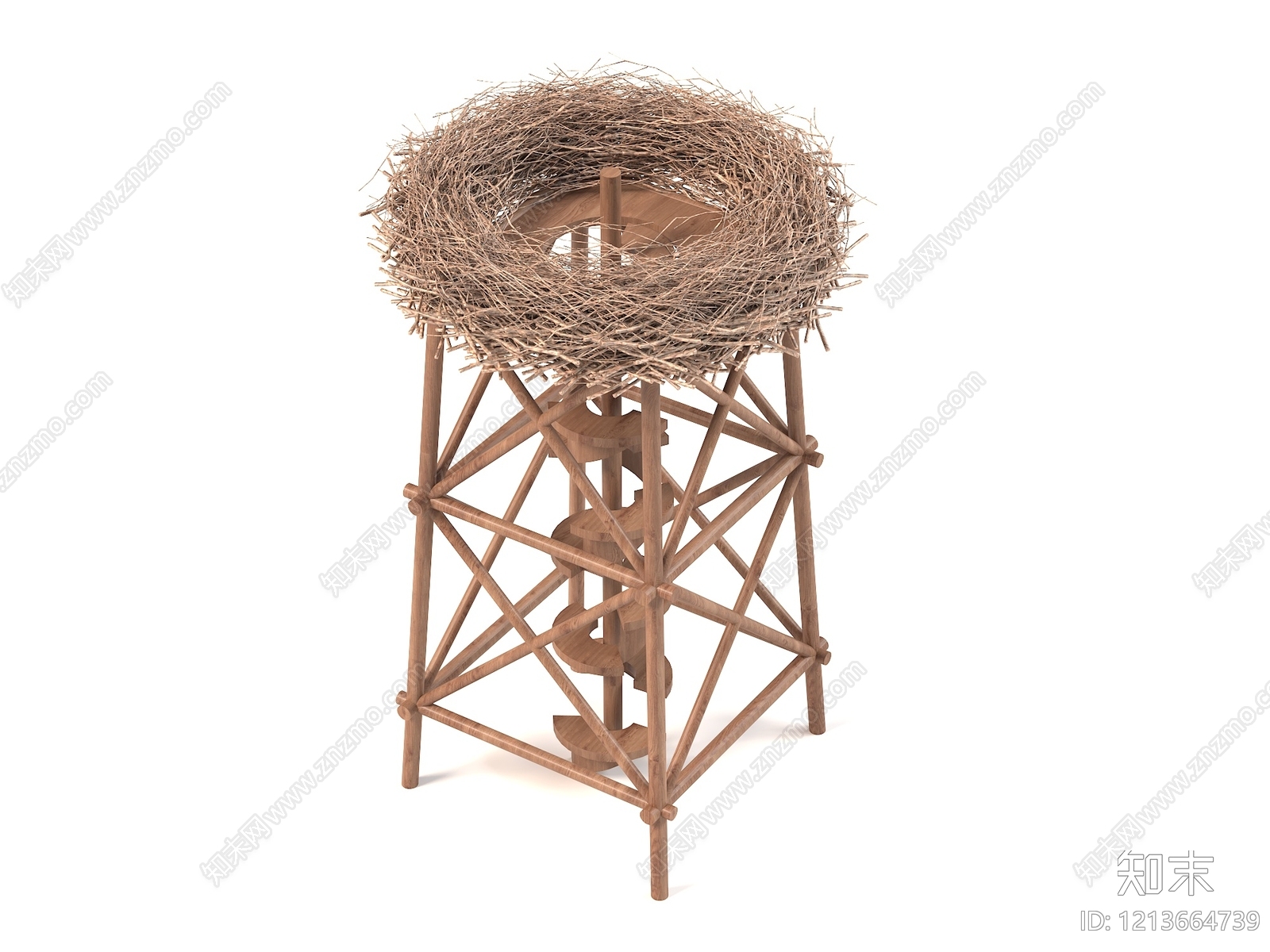 原木风塔楼SU模型下载【ID:1213664739】