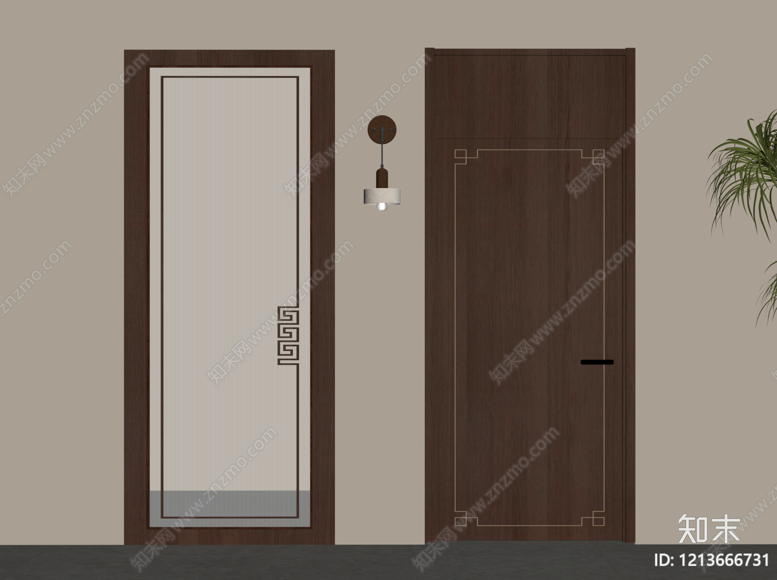 新中式单开门SU模型下载【ID:1213666731】