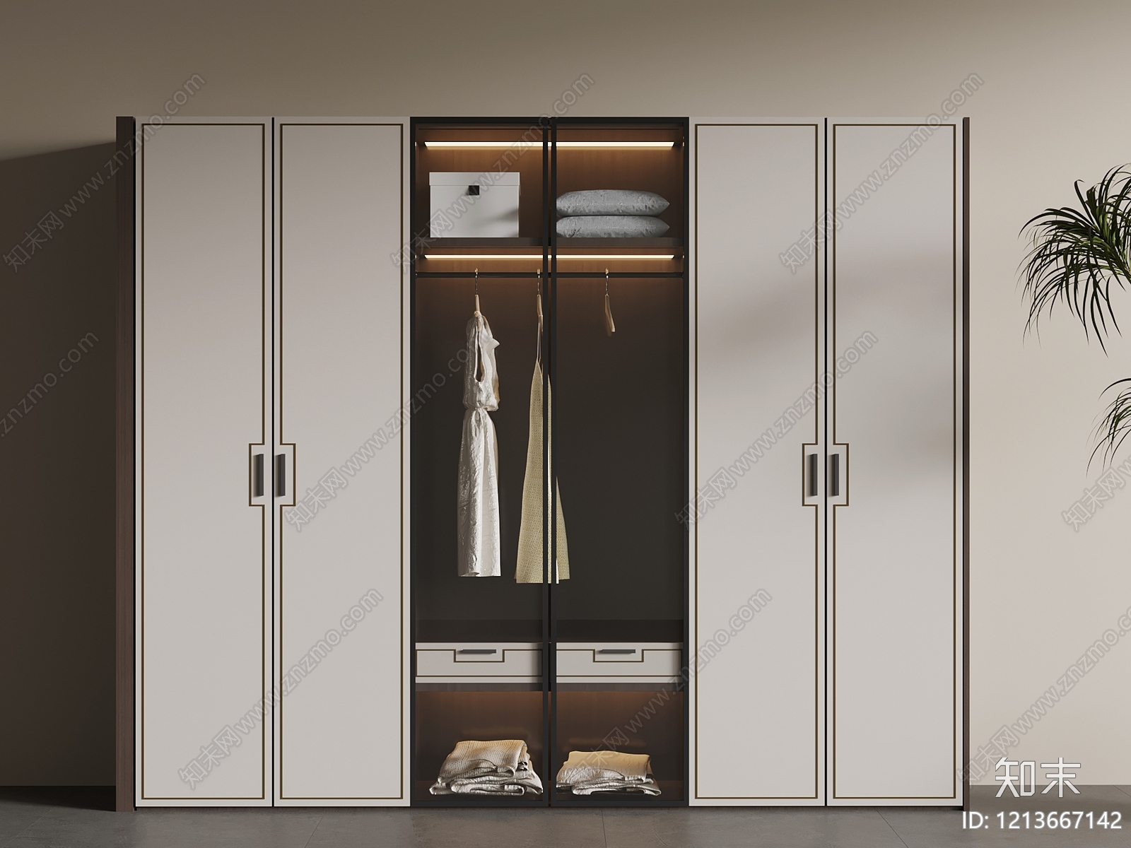 现代简约衣柜SU模型下载【ID:1213667142】