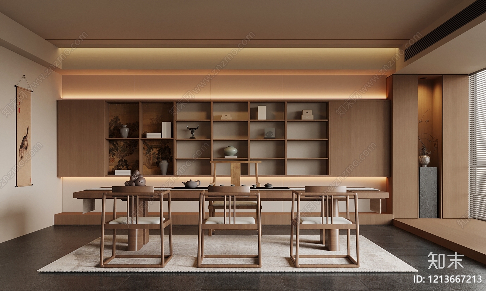 新中式茶室3D模型下载【ID:1213667213】