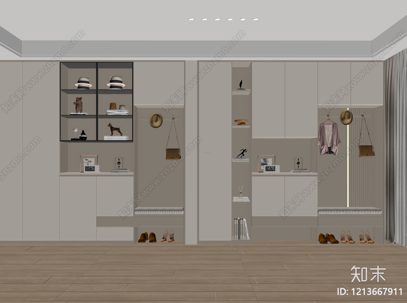 现代鞋柜SU模型下载【ID:1213667911】