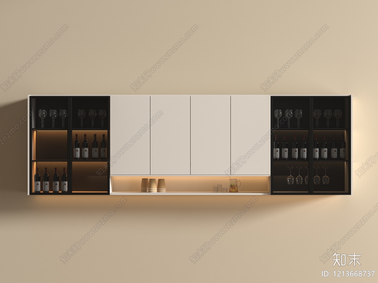 极简酒柜3D模型下载【ID:1213668737】