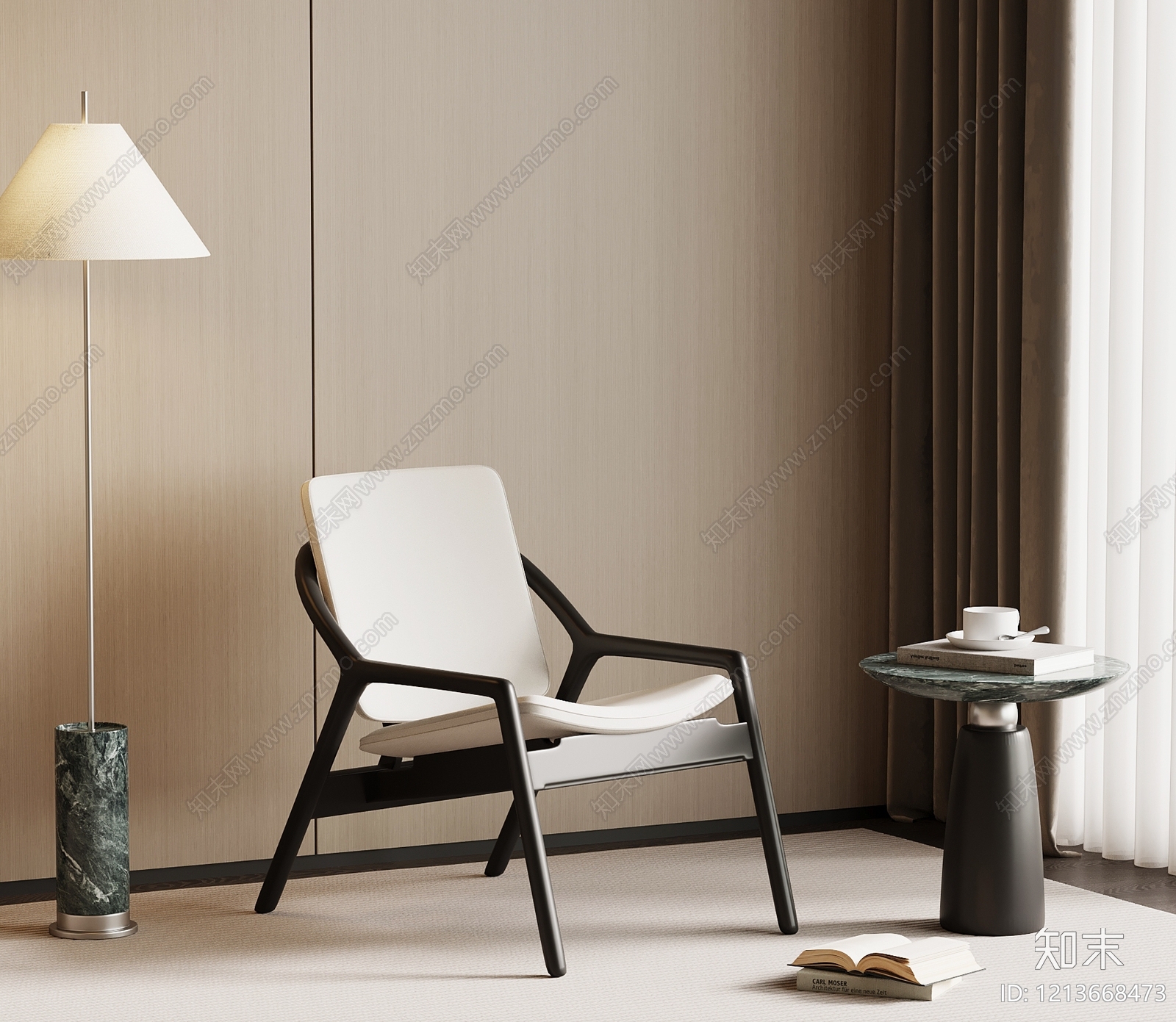 现代简约单人沙发SU模型下载【ID:1213668473】