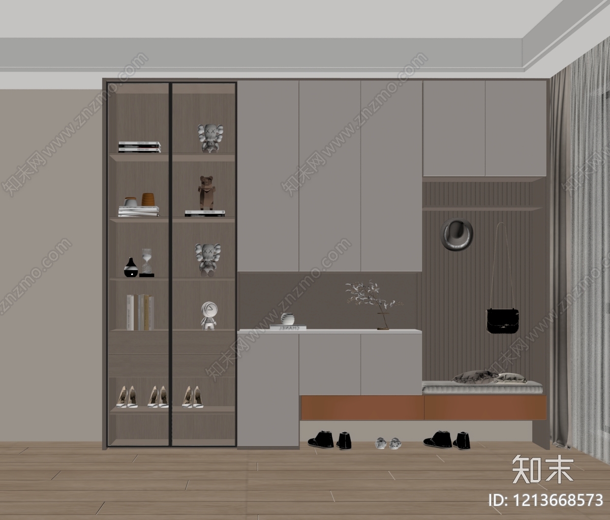 现代简约鞋柜SU模型下载【ID:1213668573】