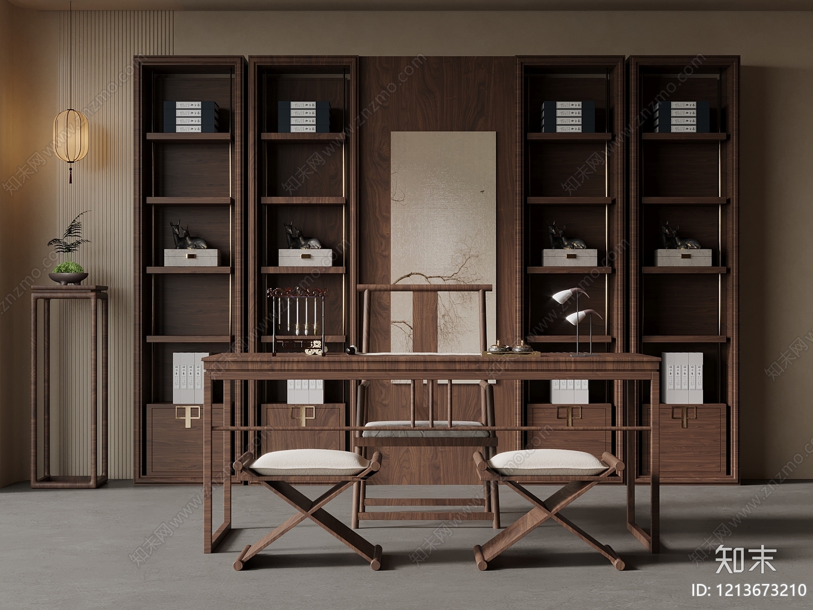 新中式茶桌椅3D模型下载【ID:1213673210】