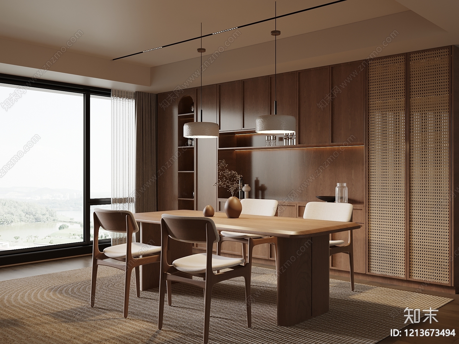 日式家居餐厅SU模型下载【ID:1213673494】