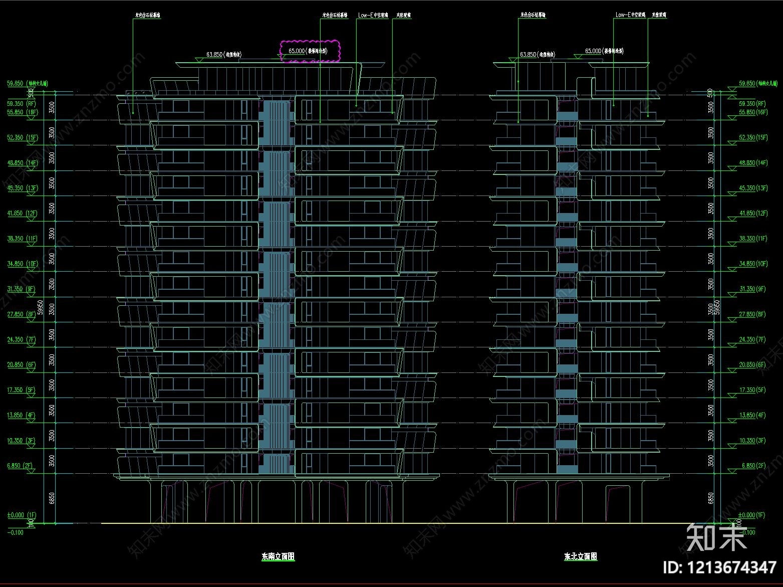 现代轻奢住宅楼建筑cad施工图下载【ID:1213674347】