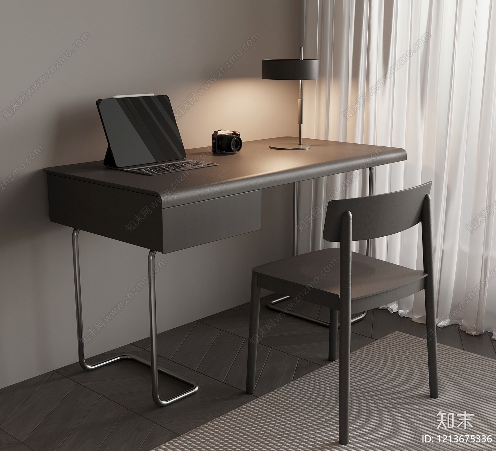 极简书桌椅3D模型下载【ID:1213675336】