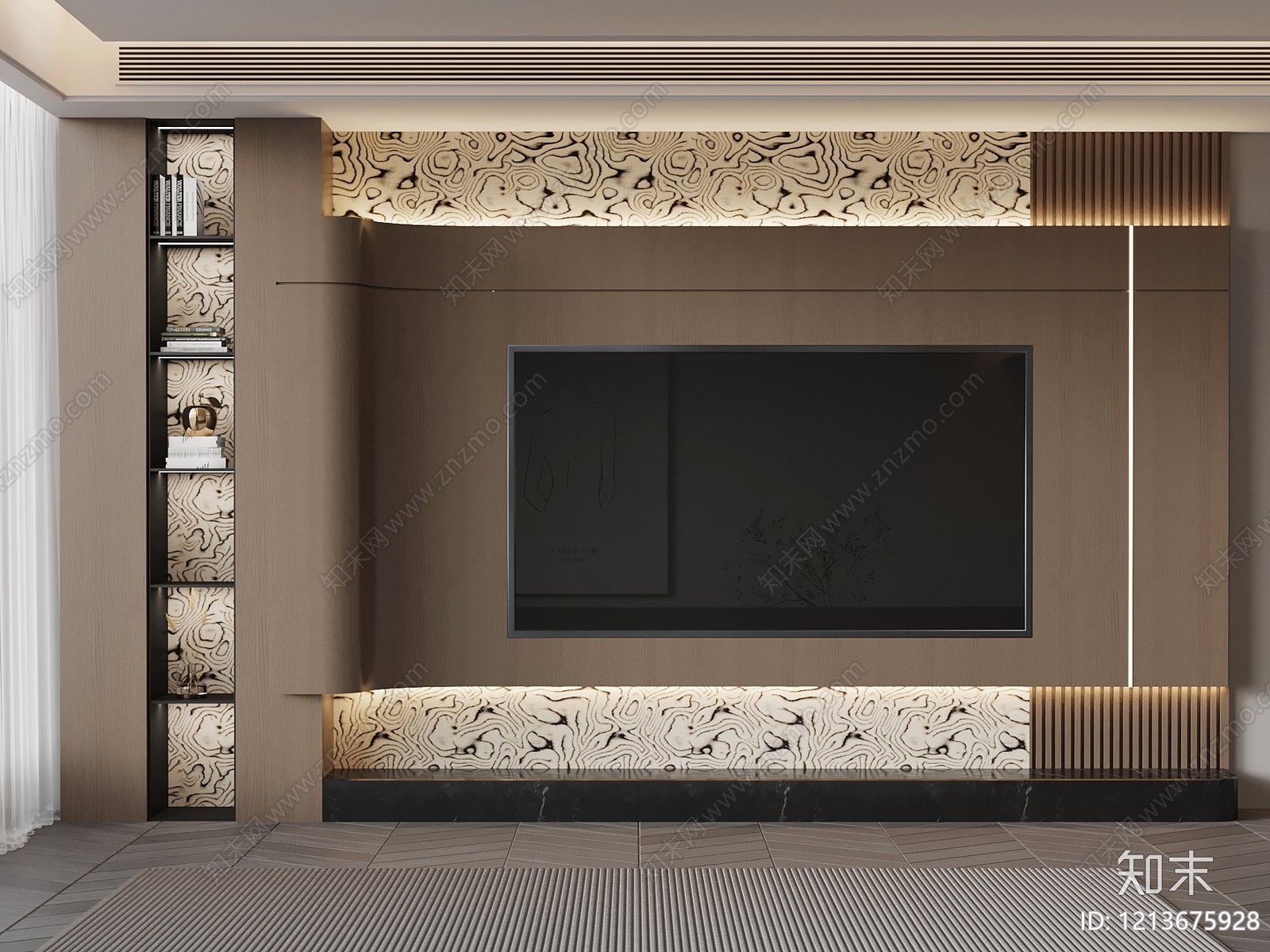 现代轻奢背景墙SU模型下载【ID:1213675928】