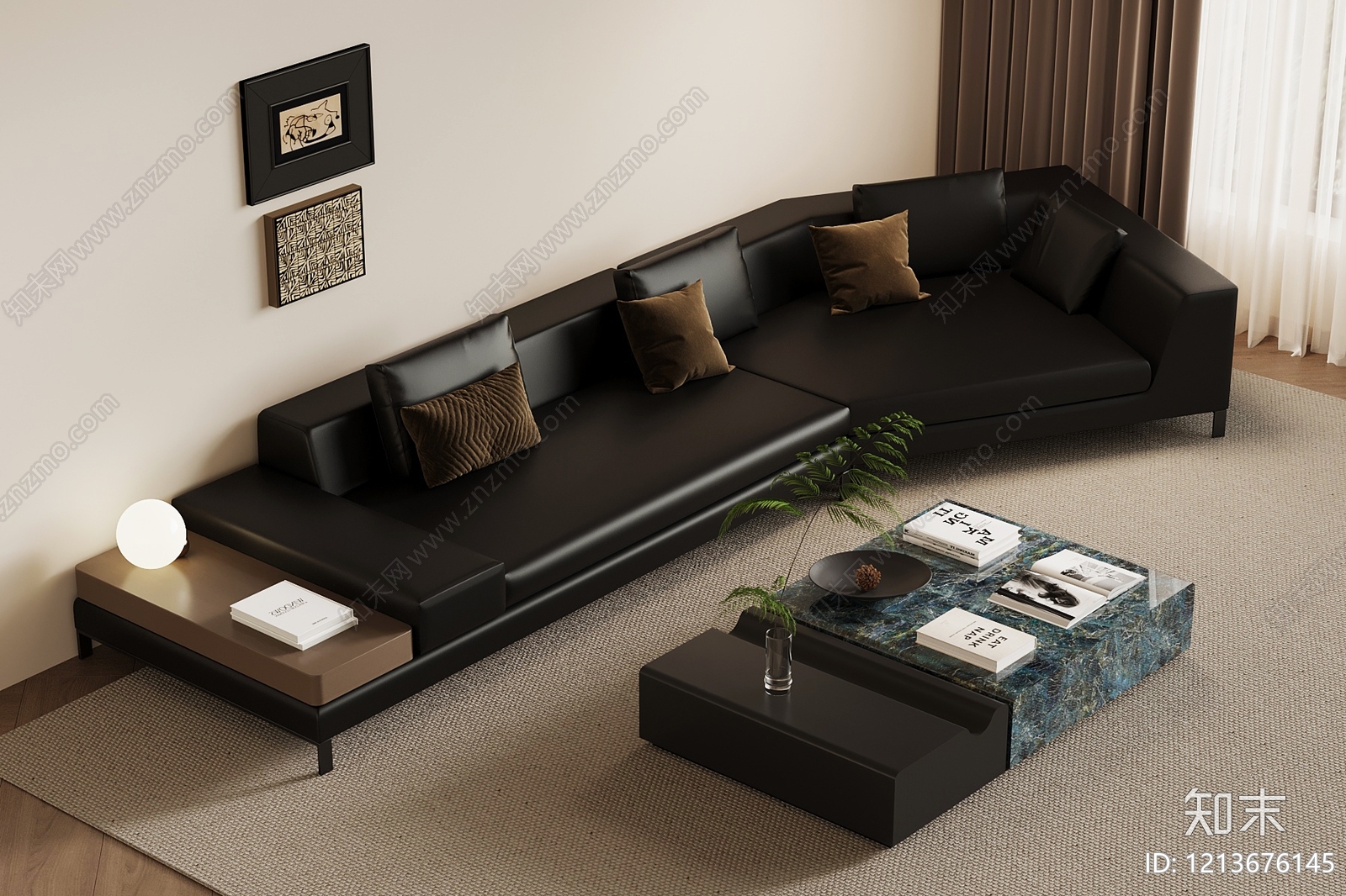 意式极简三人沙发3D模型下载【ID:1213676145】