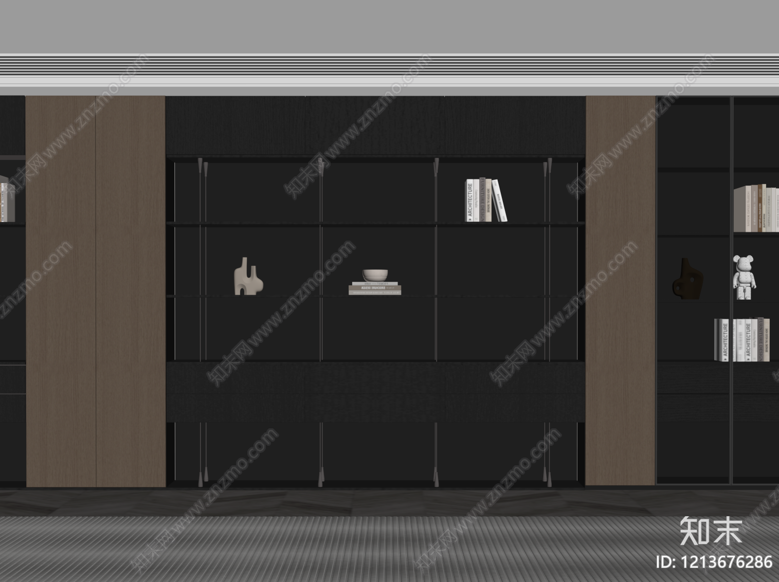 现代书柜SU模型下载【ID:1213676286】