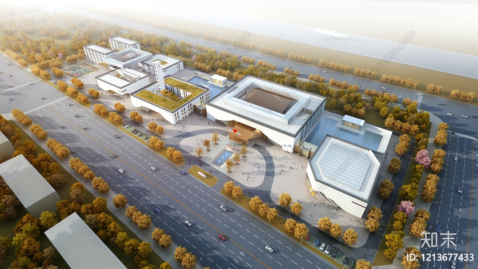 现代主义鸟瞰规划3D模型下载【ID:1213677433】