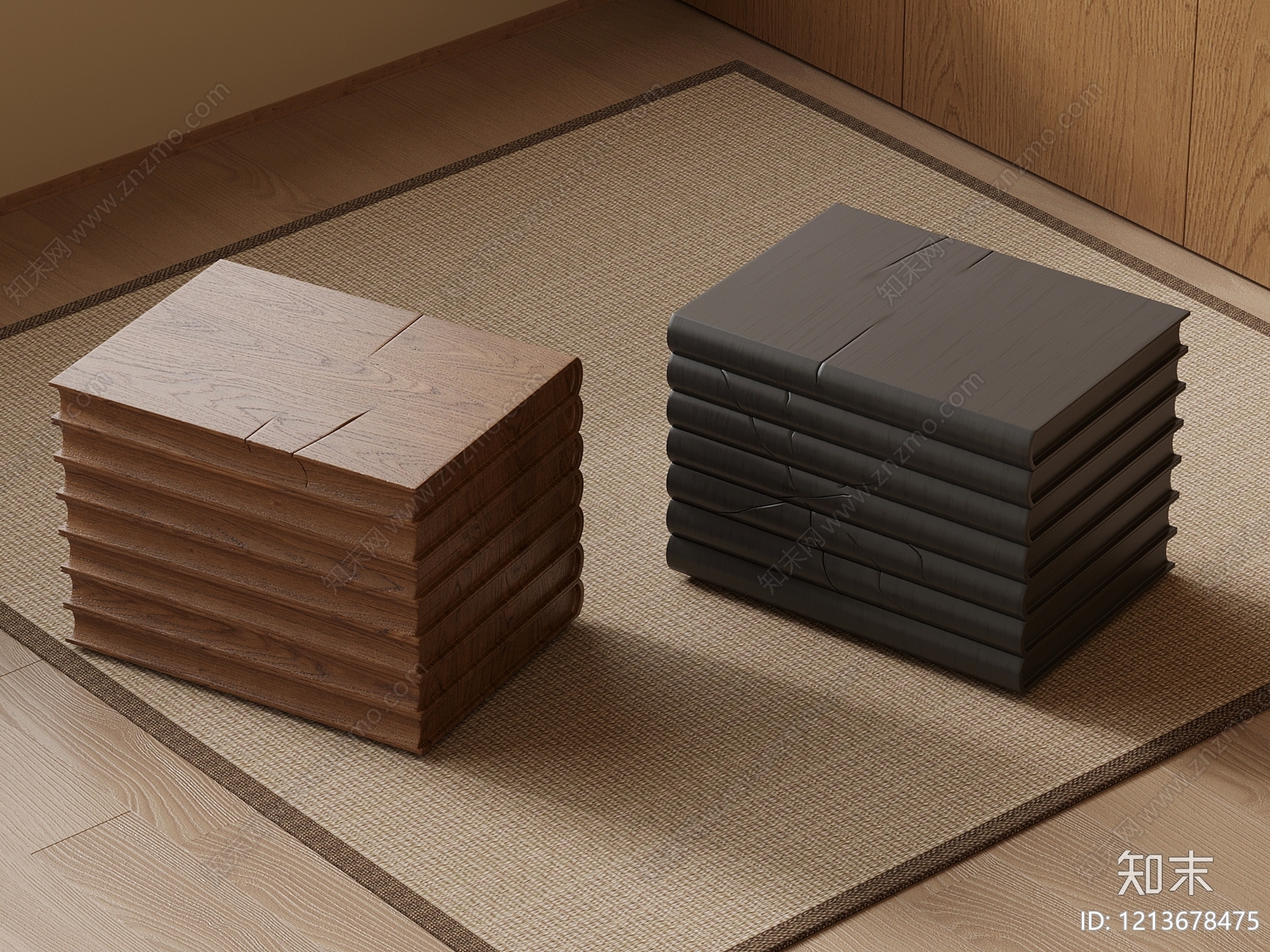 日式沙发凳3D模型下载【ID:1213678475】