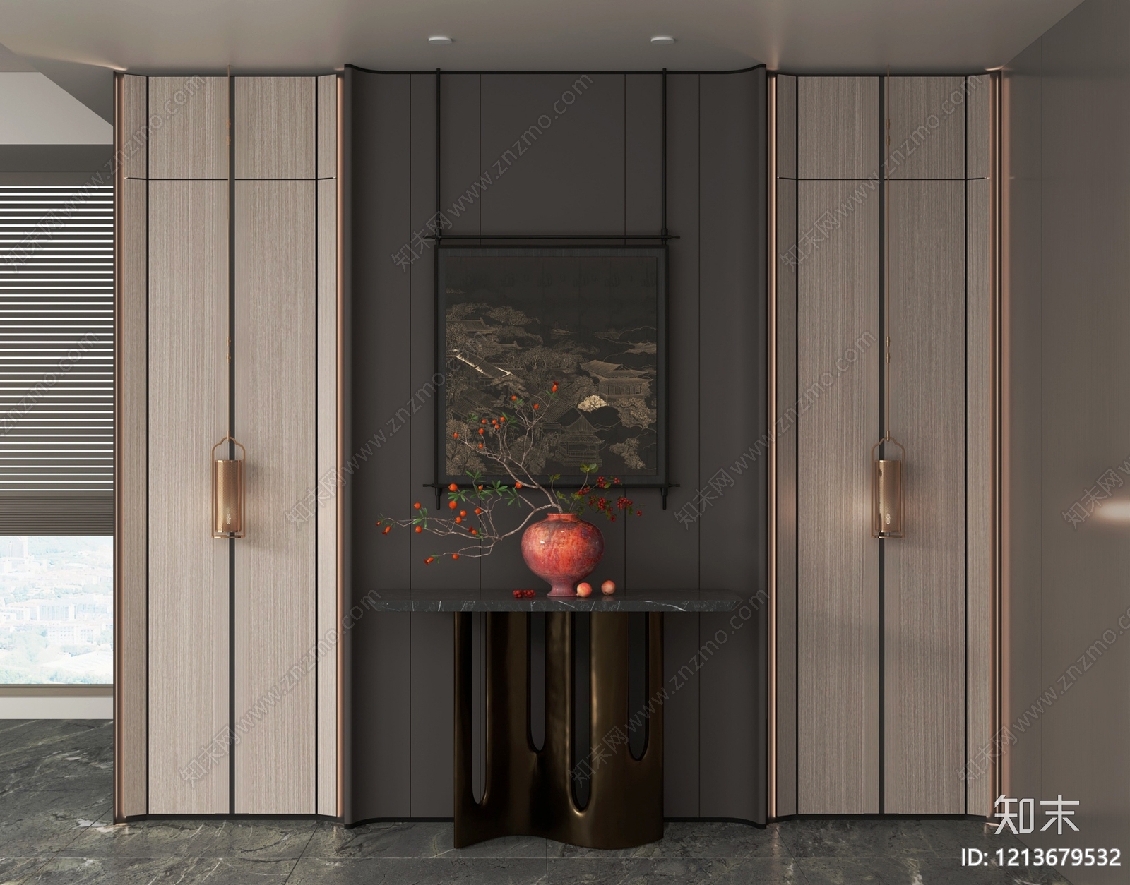 新中式玄关3D模型下载【ID:1213679532】