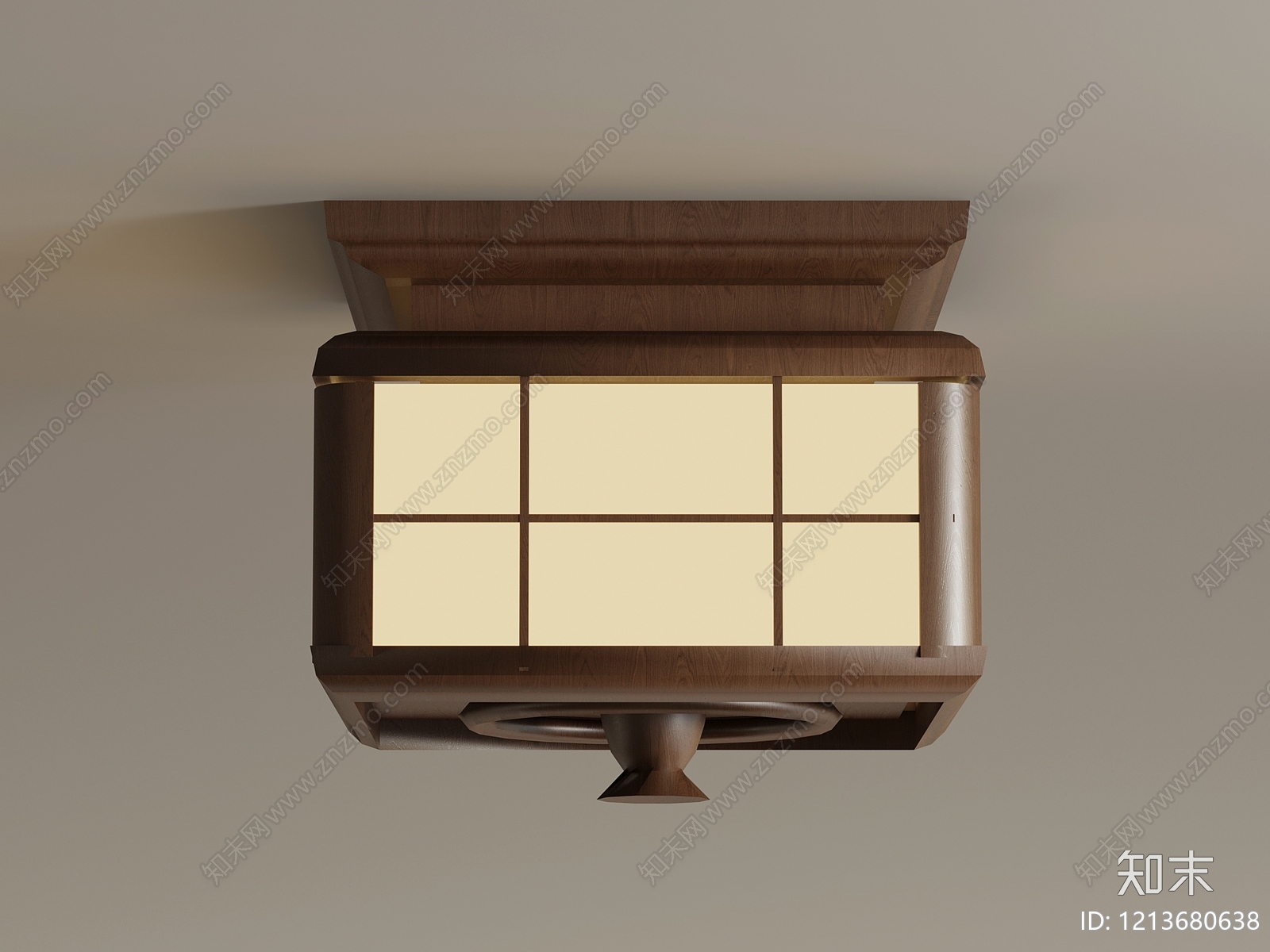 日式吸顶灯3D模型下载【ID:1213680638】