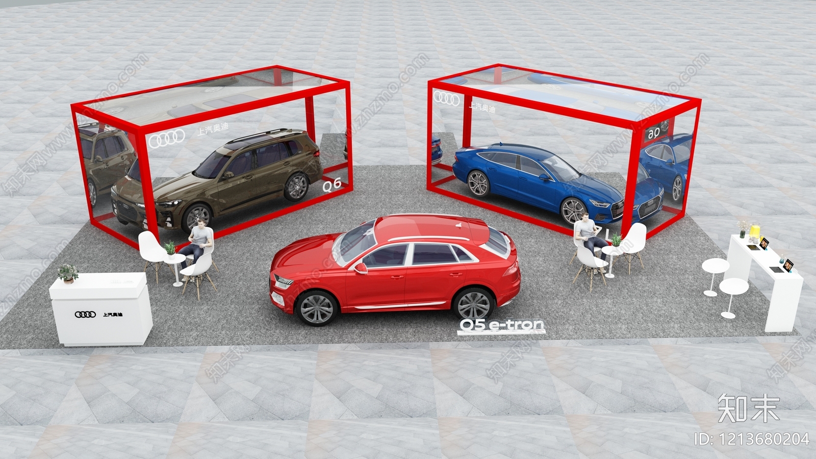 现代简约汽车展台3D模型下载【ID:1213680204】