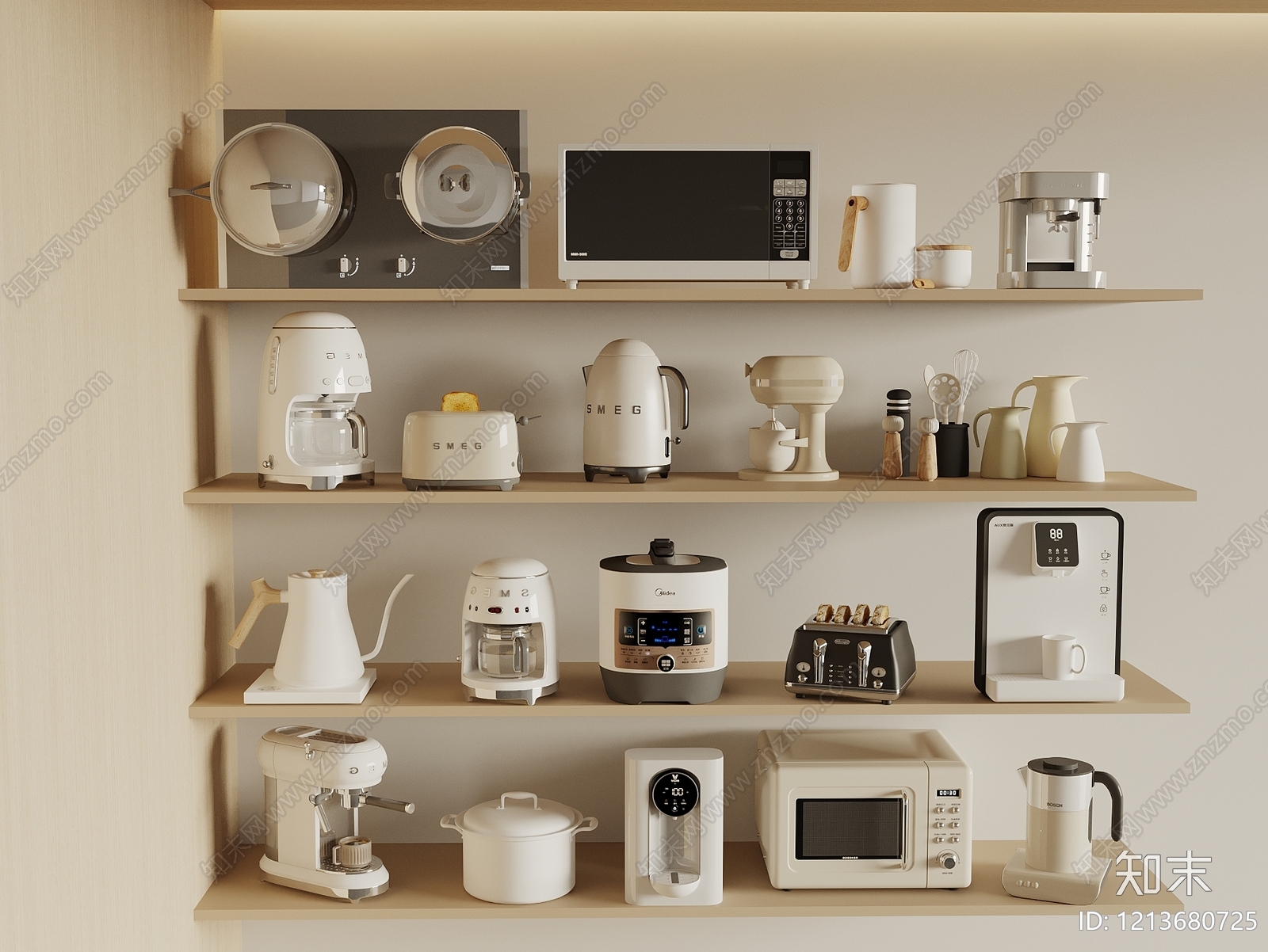 厨房用品组合SU模型下载【ID:1213680725】