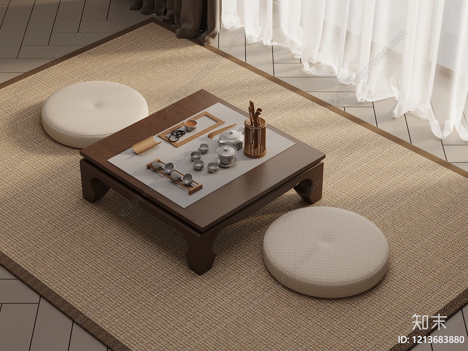 新中式茶桌椅3D模型下载【ID:1213683880】