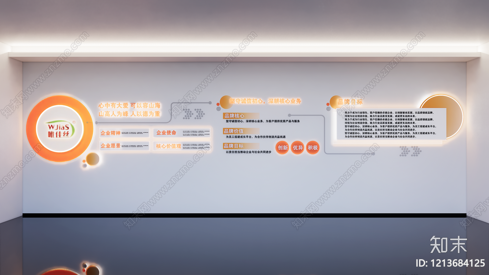 现代简约企业文化展厅SU模型下载【ID:1213684125】