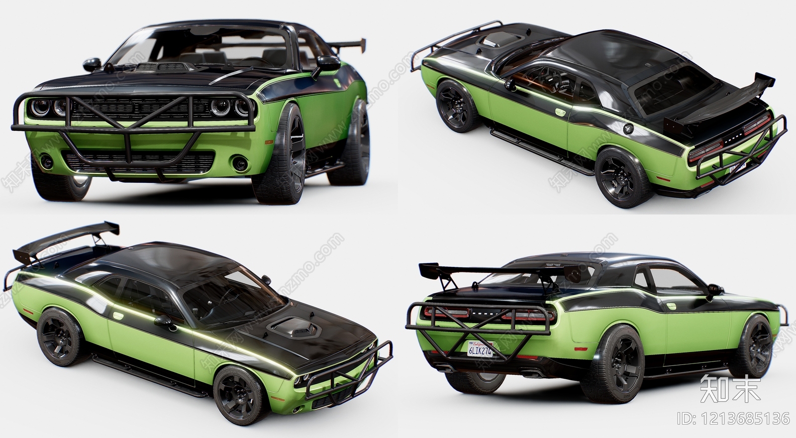 美式肌肉车改装风格汽车展台SU模型下载【ID:1213685136】