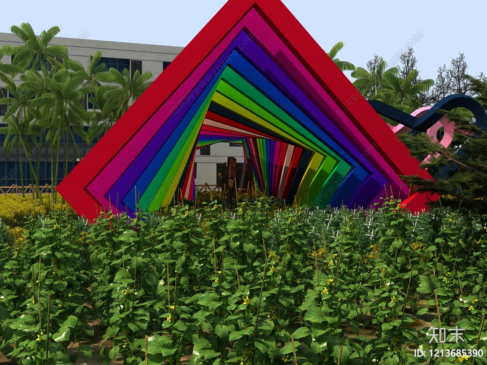 波普艺术公园绿地装置3D模型下载【ID:1213685390】