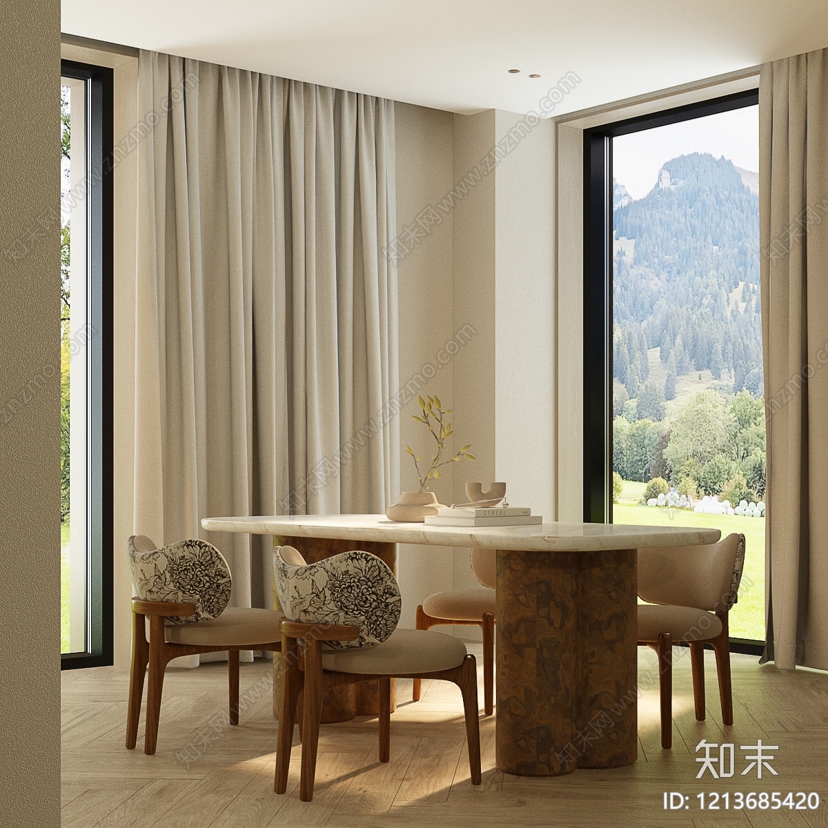现代家居餐厅SU模型下载【ID:1213685420】