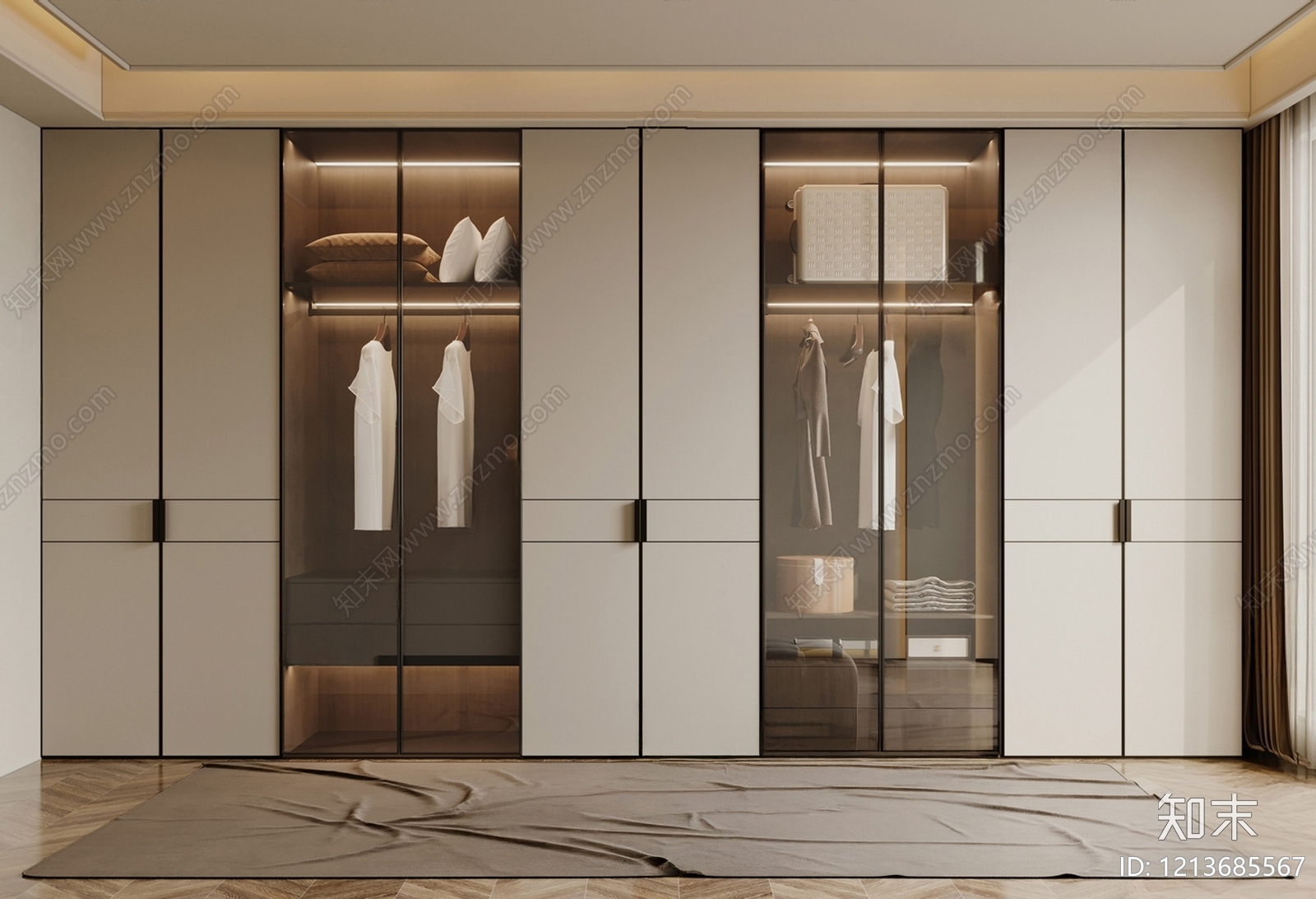 现代简约衣柜SU模型下载【ID:1213685567】