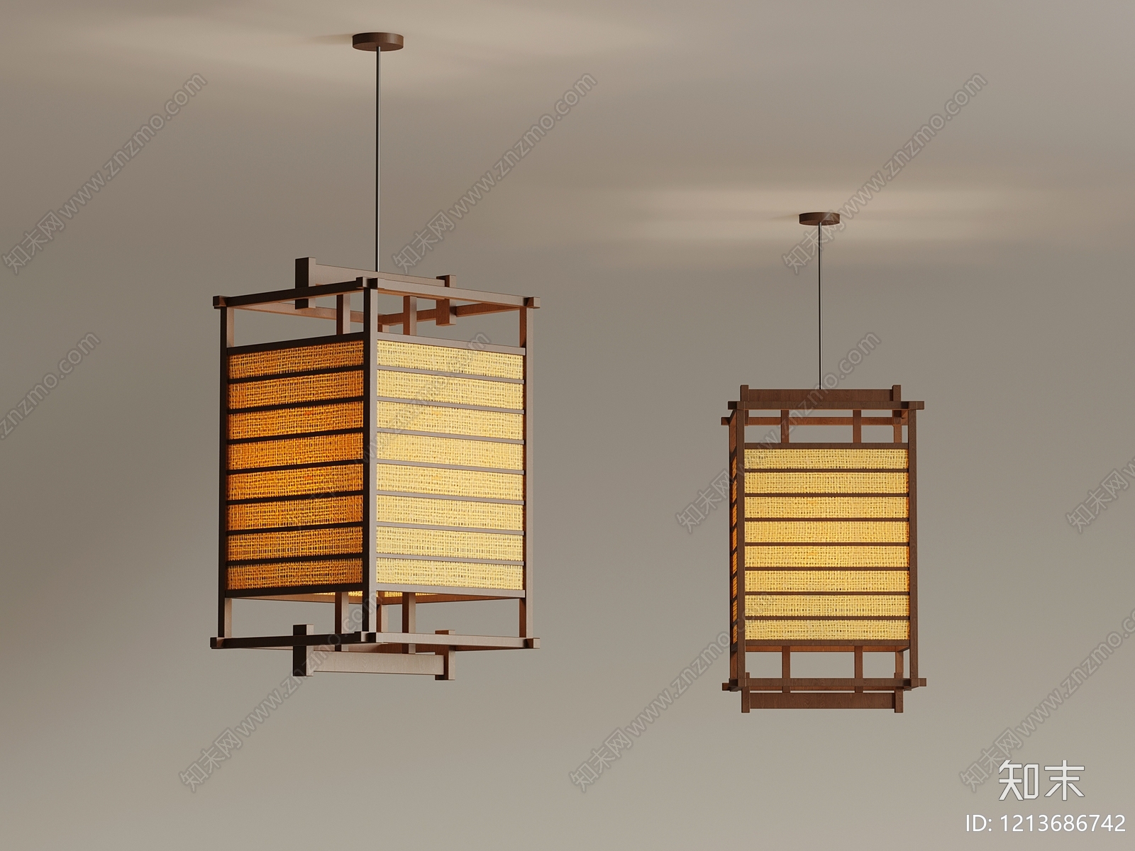 日式吊灯组合SU模型下载【ID:1213686742】