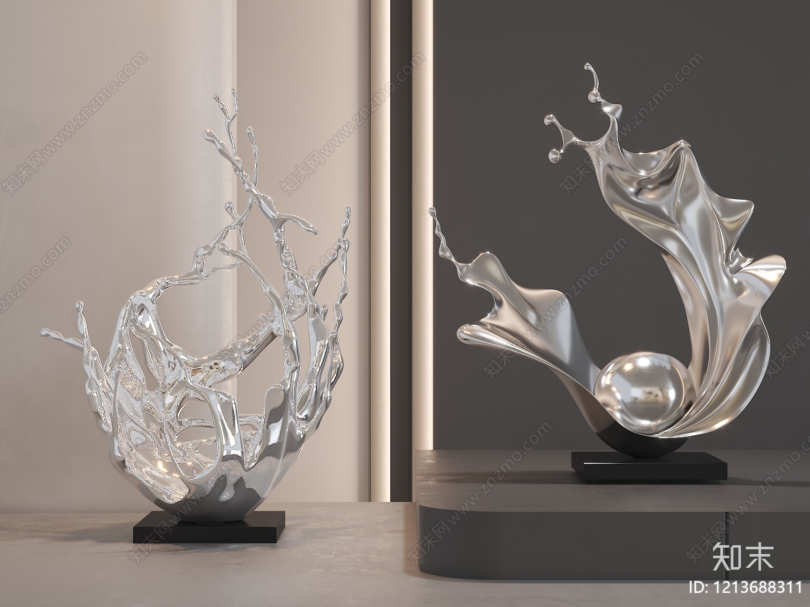 极简雕塑摆件3D模型下载【ID:1213688311】