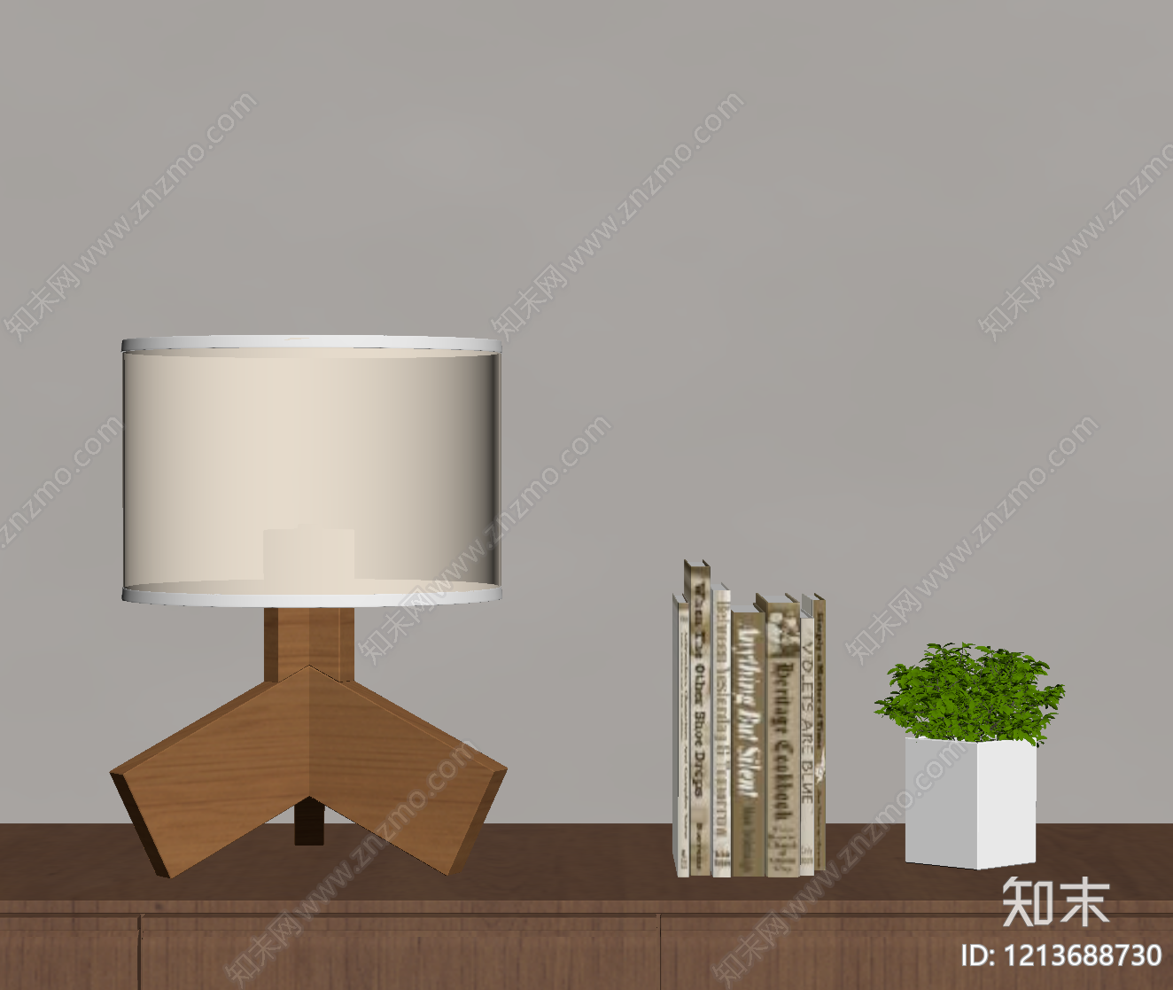 原木风台灯SU模型下载【ID:1213688730】