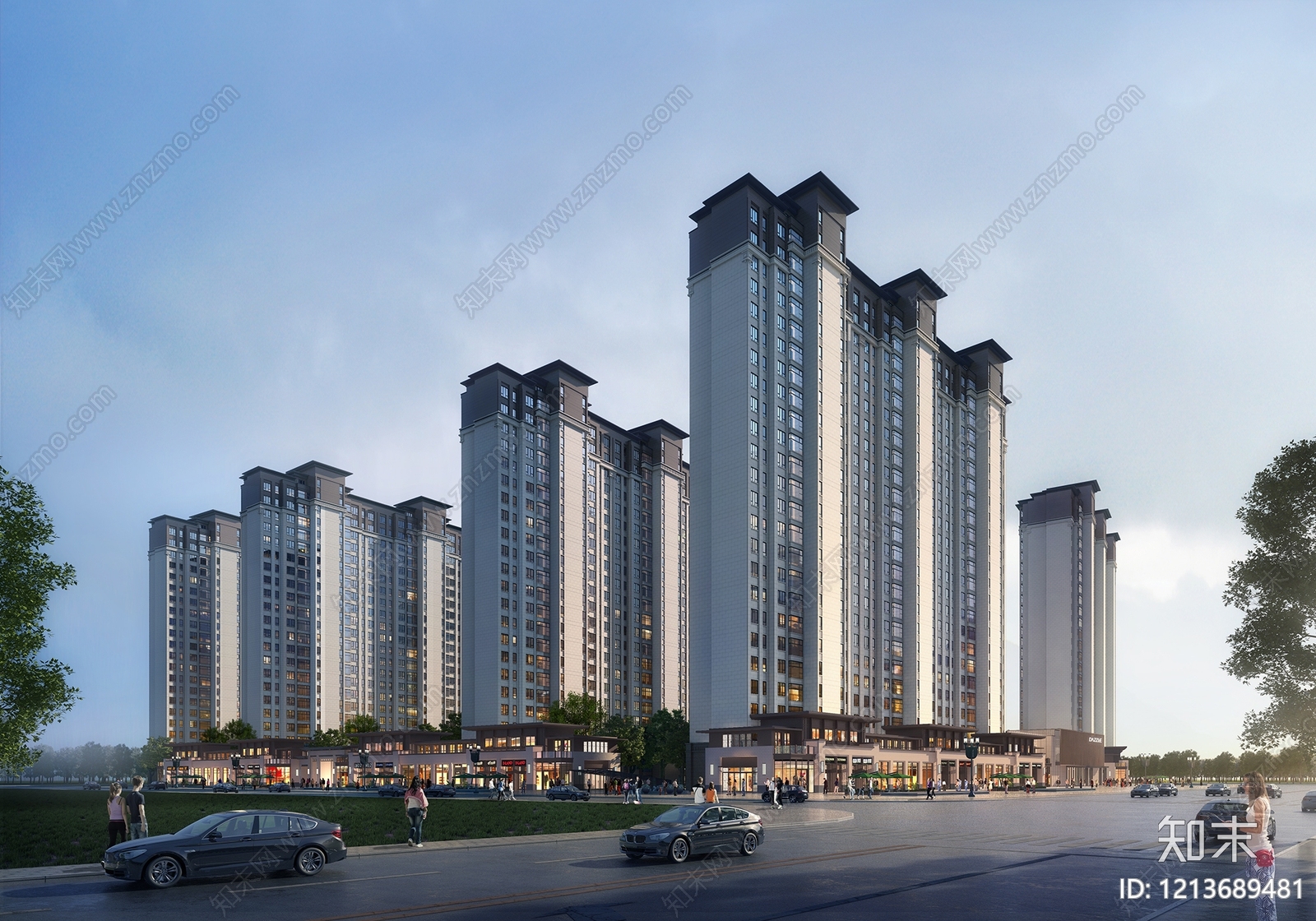 新中式高层住宅3D模型下载【ID:1213689481】