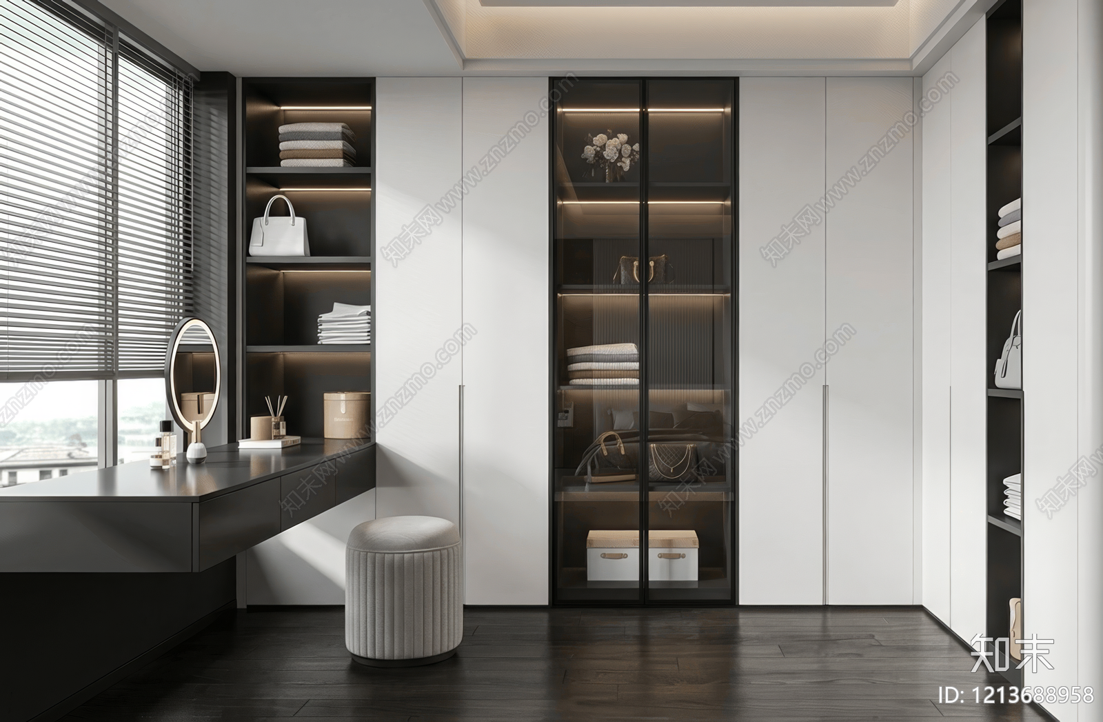现代极简衣帽间3D模型下载【ID:1213688958】